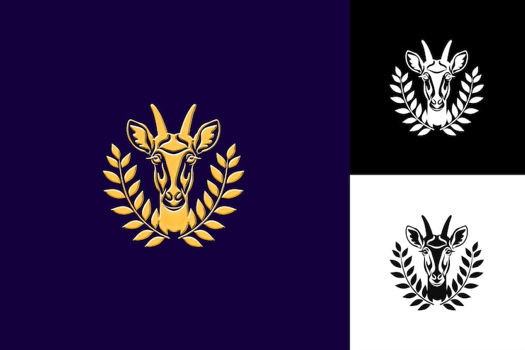 PSD icono okapi emblema de cuello largo con frontera africana ilustración suave de oka diseño artístico vectorial de animales