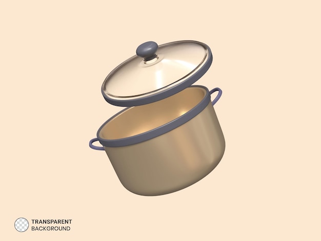 PSD icono de olla de cocina elegante ilustración de procesamiento 3d aislado