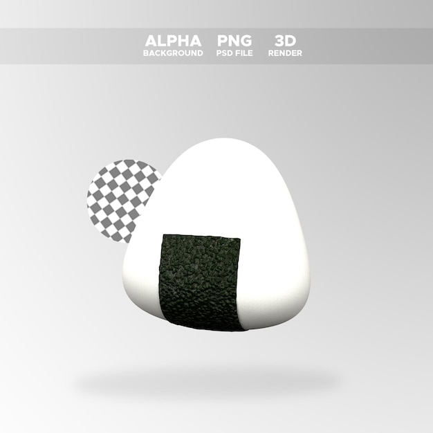Icono de onigiri de renderizado 3D para ilustración de diseño