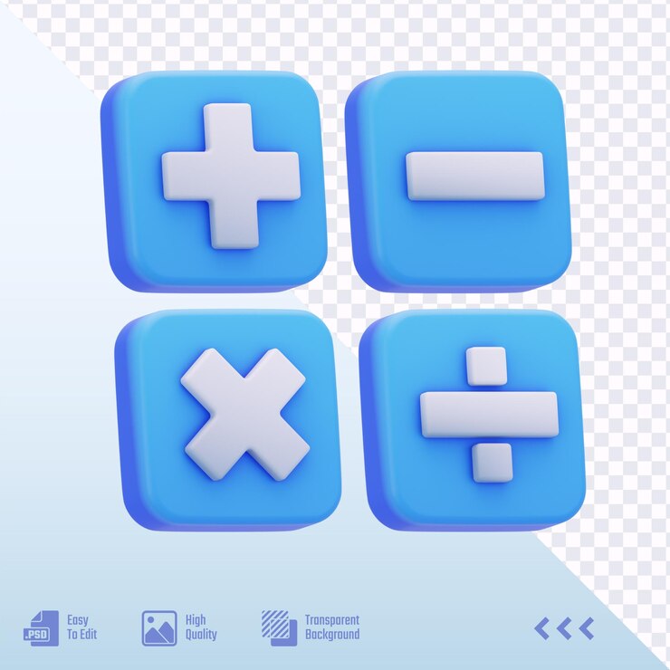 PSD el icono de la operación matemática de la calculadora en el renderizado 3d minimalista