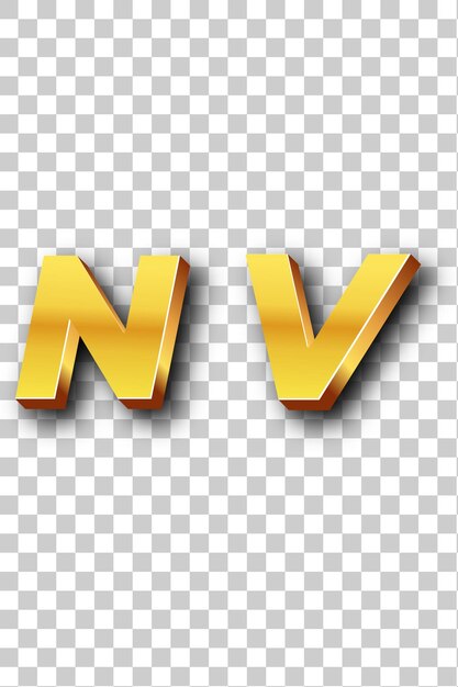 PSD icono de oro del logotipo de nv fondo blanco aislado transparente