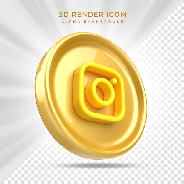 Icono de oro de las redes sociales de Instagram 3d