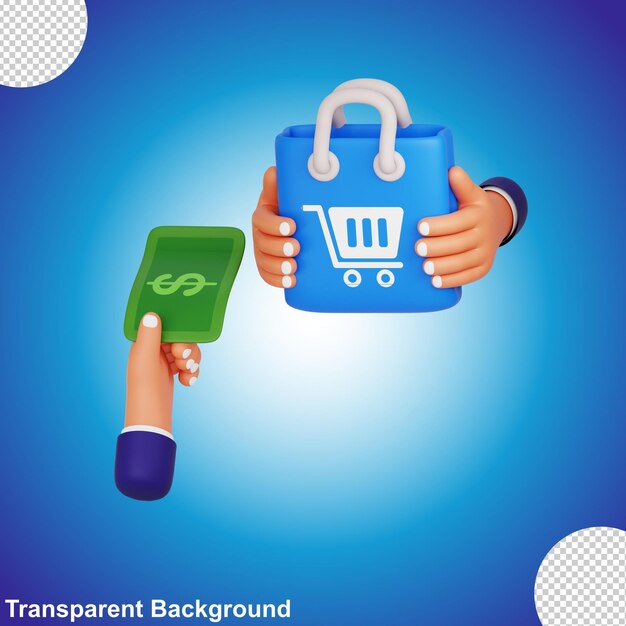 Icono de pago en 3D Rendering en 3D y modelado en 3D