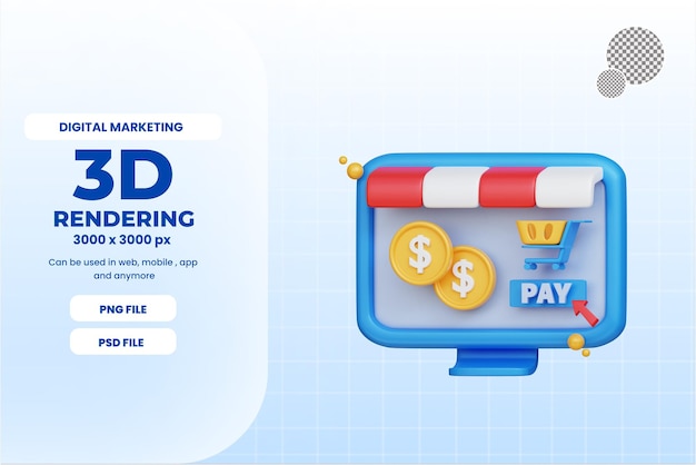 icono de pago por clic 3d premium psd