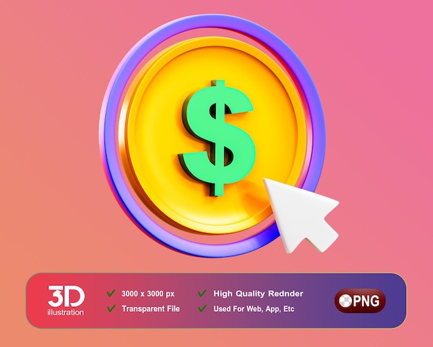 Icono de pago por clic 3d