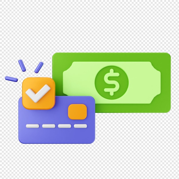 Icono de pago de dinero en 3D