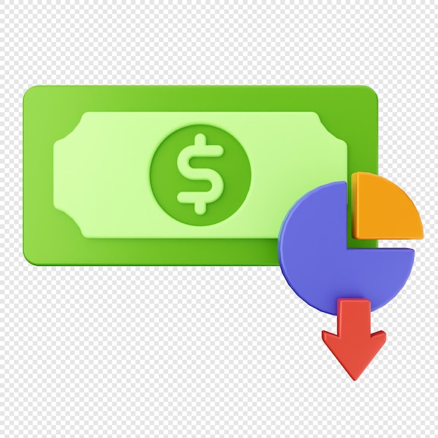 Icono de pago de dinero en 3D