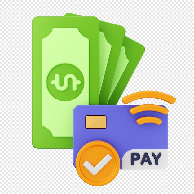 Icono de pago de dinero en 3D