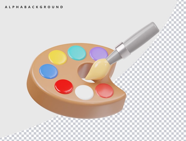 El icono de la paleta de colores es una ilustración de renderización 3D