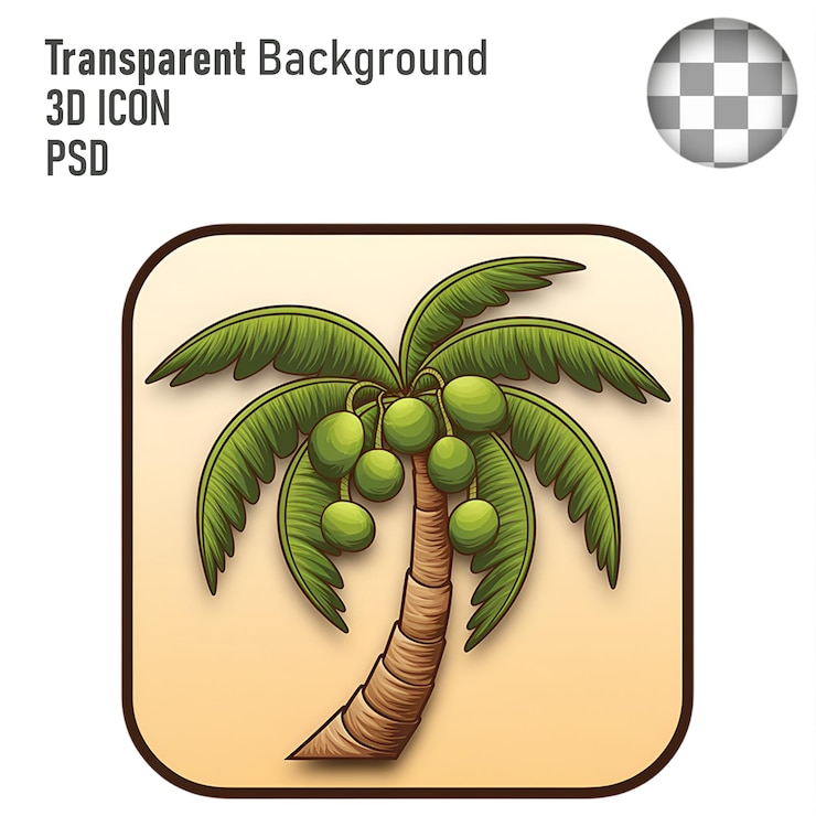 PSD icono de palma en 3d con fondo transparente