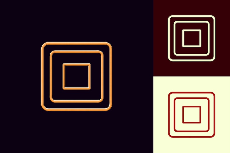 PSD ícono de pantalla completa con un pequeño contorno cuadrado y unas pocas líneas diseños de íconos minimalistas abstractos