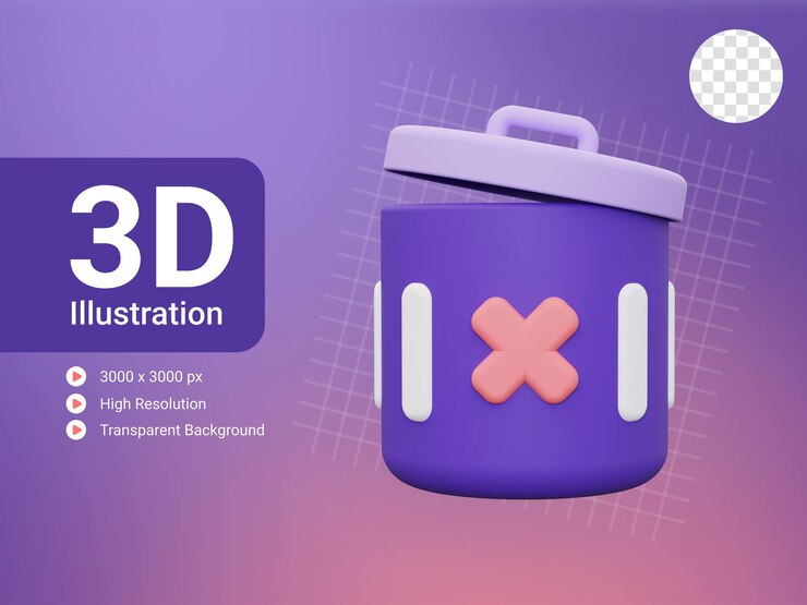 Icono de papelera 3D