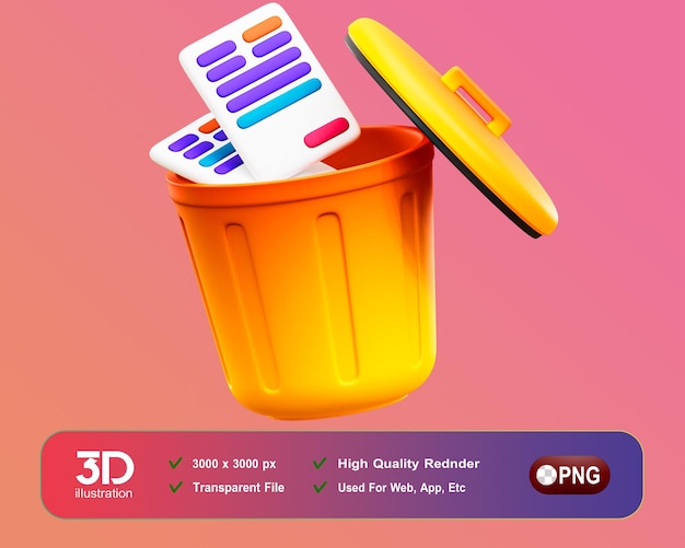 Icono de papelera 3d