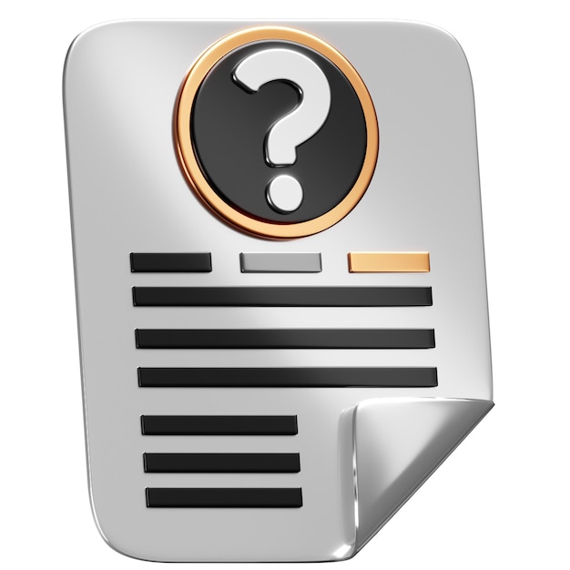 PSD el icono del paquete de preguntas y respuestas 3d de business essentials document icon
