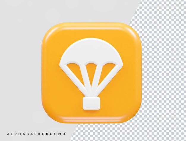 PSD el ícono del paracaídas ilustración 3d elemento de renderización 3d