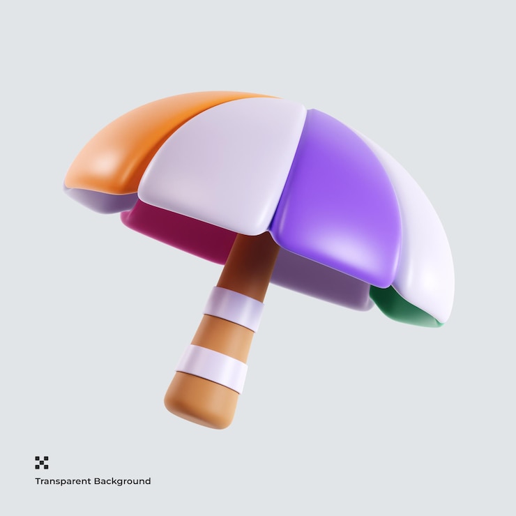 PSD el icono del paraguas de playa 3d