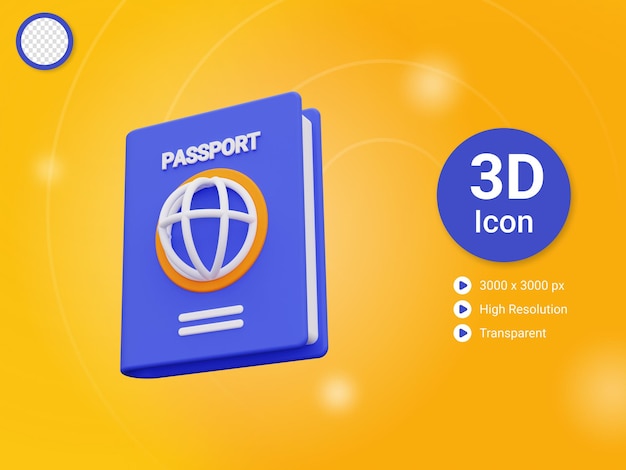 PSD icono de pasaporte 3d