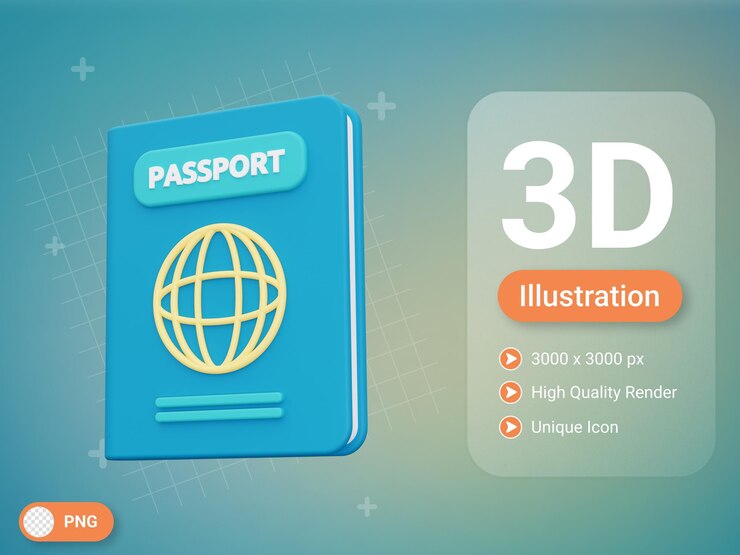 PSD icono de pasaporte 3d