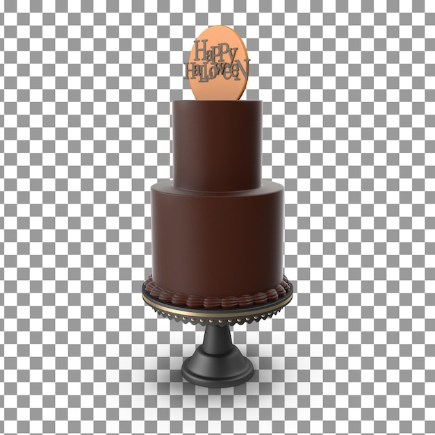 Icono de pastel de Halloween 3D PSD sobre fondo aislado y transparente