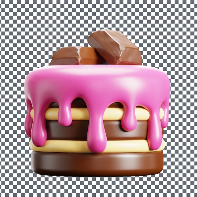 Icono de pastel PSD 3D en fondo aislado y transparente