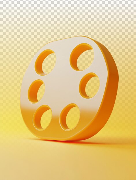 Icono de película 3D minimalista lúdico en fondo amarillo