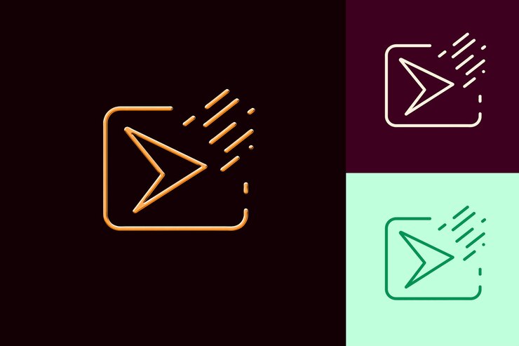 PSD icono con un pequeño triángulo que apunta a la izquierda diseños de íconos minimalistas abstractos