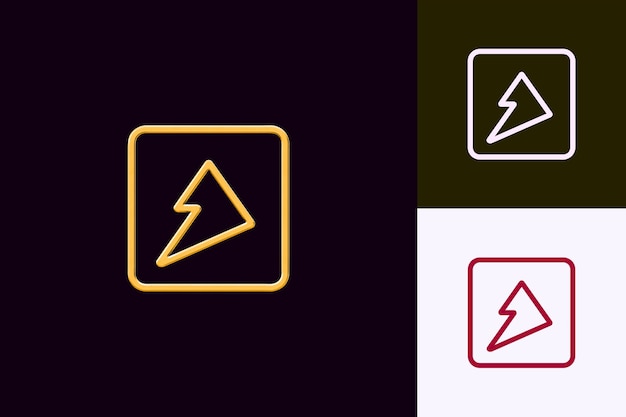 Icono con un pequeño triángulo que apunta a la izquierda Diseños de íconos minimalistas abstractos
