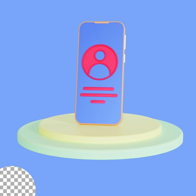 Icono de perfil 3D con teléfono