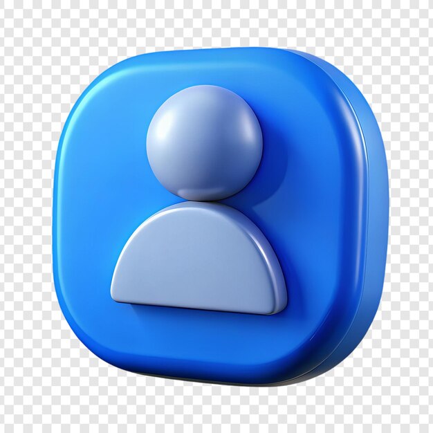 Icono de perfil azul 3D en un fondo transparente aislado