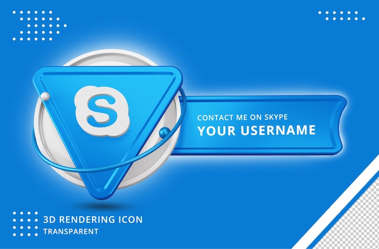 PSD icono de perfil de skype en renderizado 3d