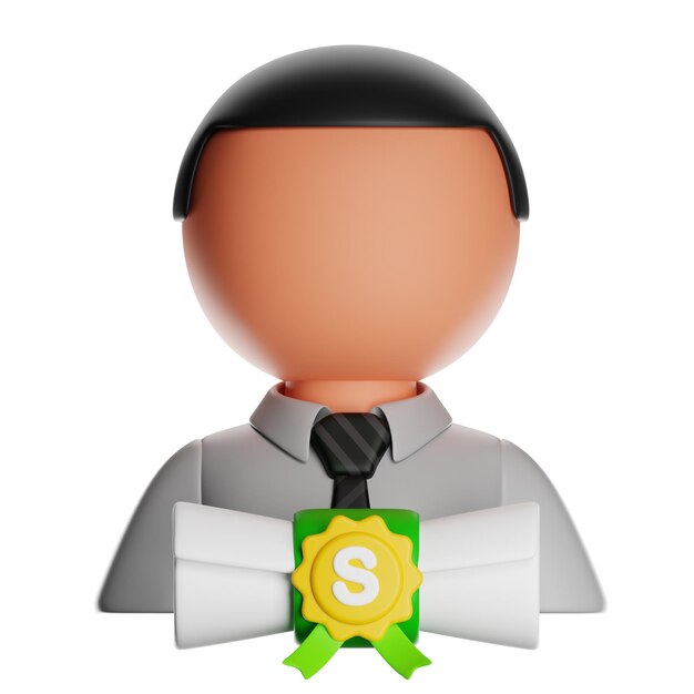Ícono de personaje de ilustración 3D Hombre de negocios con insignia