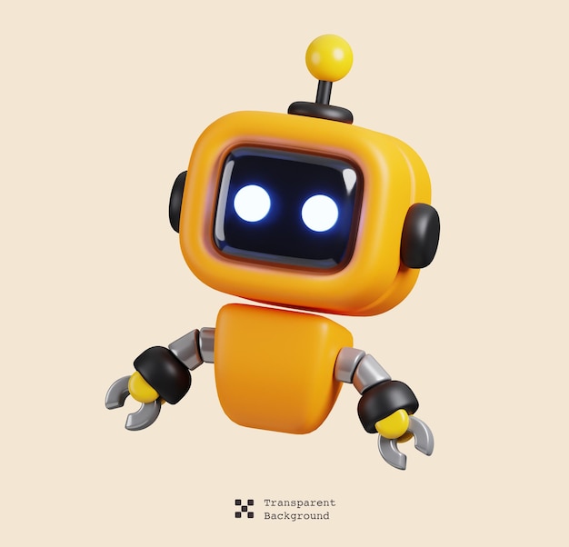 PSD icono de personaje de robot aislado soporte de ia y tecnología de inteligencia artificial renderización 3d