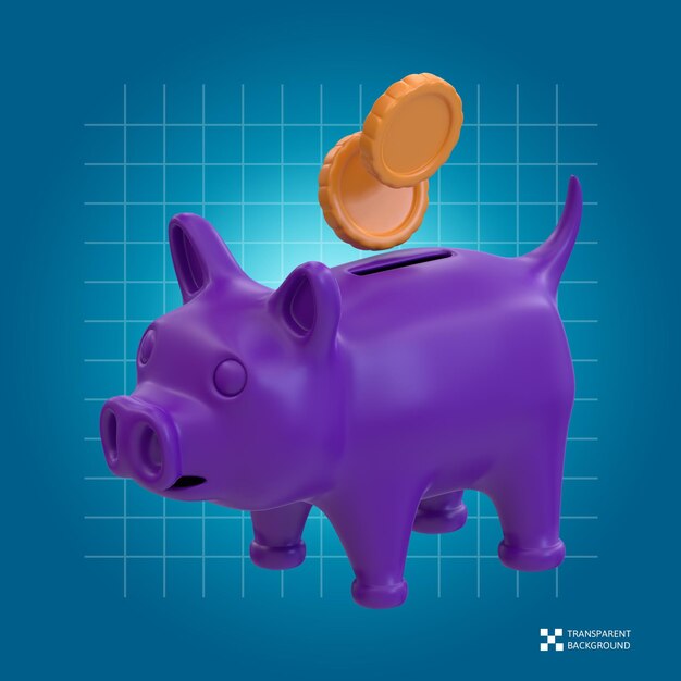 Icono de Piggy Savings de renderizado 3D