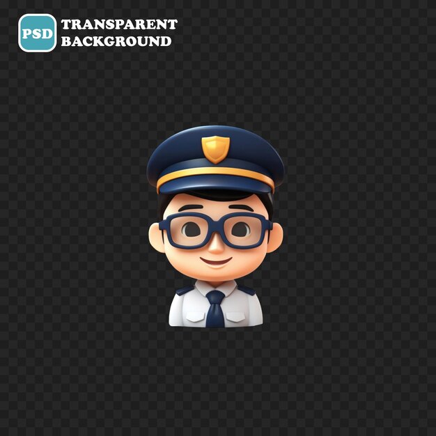 PSD icono piloto aislado ilustración de renderizado 3d