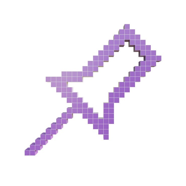 PSD el icono de pin 3d es un icono de png púrpura que se muestra en la imagen de retrovoxel.