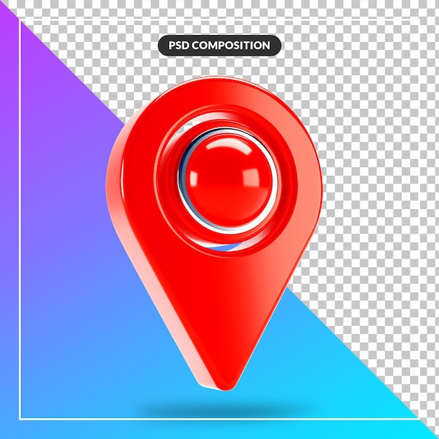 PSD icono de pin de puntero de mapa rojo realista 3d