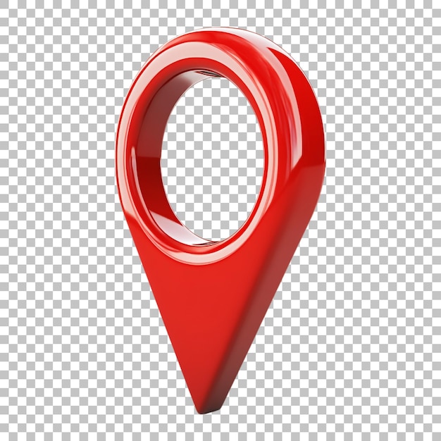 Icono de pin rojo de ubicación 3D aislado en un fondo transparente para navegación y diseños de mapas