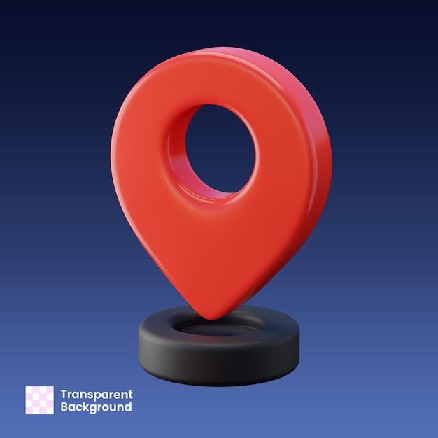 Icono de pin rojo de ubicación 3D