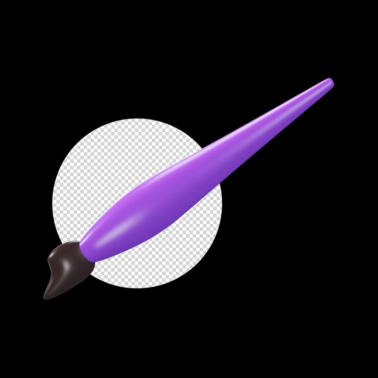 PSD icono de pincel de dibujo aislado en estilo 3d sobre fondo negro