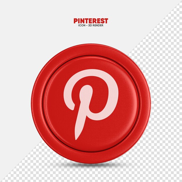 Icono de pinterest 3d renderizado aislado para composición