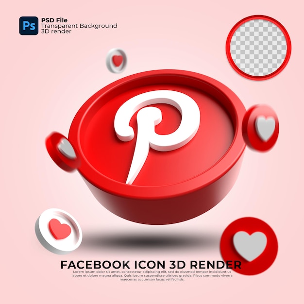 PSD icono pinterest 3d transparet