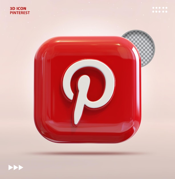 Icono de pinterest concepto de redes sociales render 3d