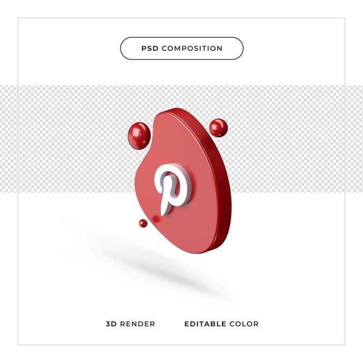 PSD icono de pinterest premium de renderizado 3d
