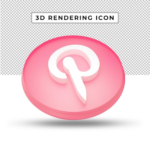 PSD icono de pinterest de redes sociales de renderizado 3d