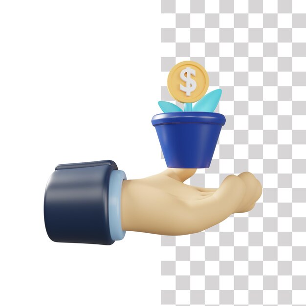 El icono de la planta de dinero 3D