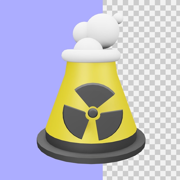 PSD icono de planta nuclear de renderizado 3d