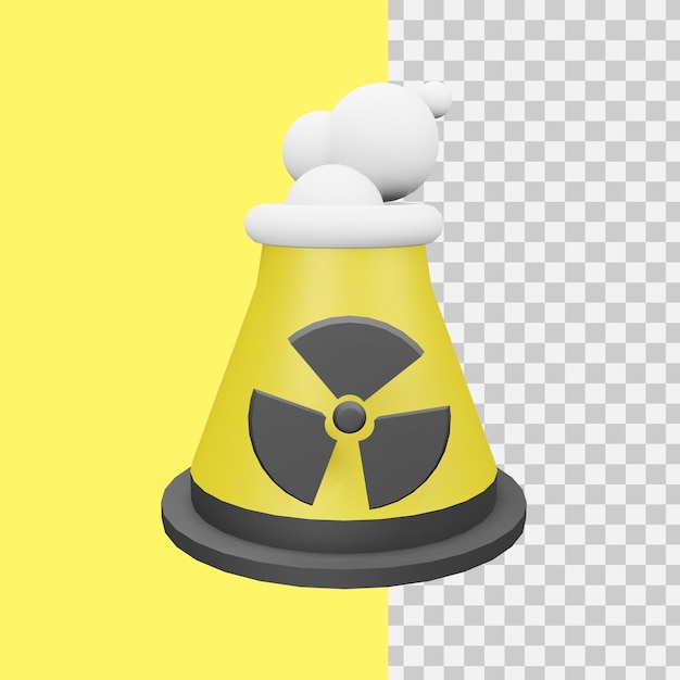 PSD icono de planta nuclear de renderizado 3d