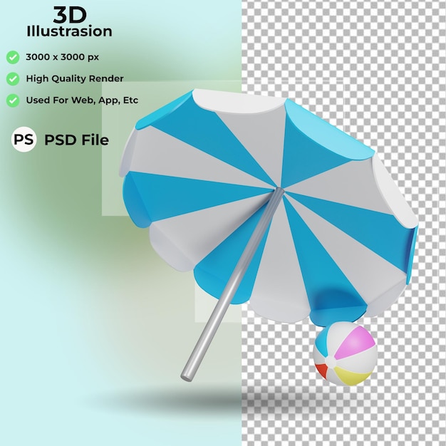 icono de playa ilustración 3d