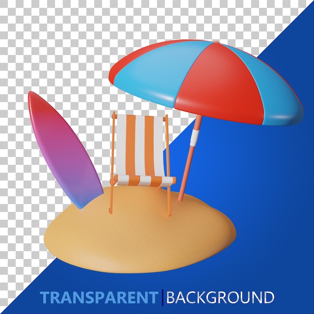 Icono de playa de verano 3d