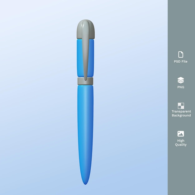 Icono de pluma azul 3d